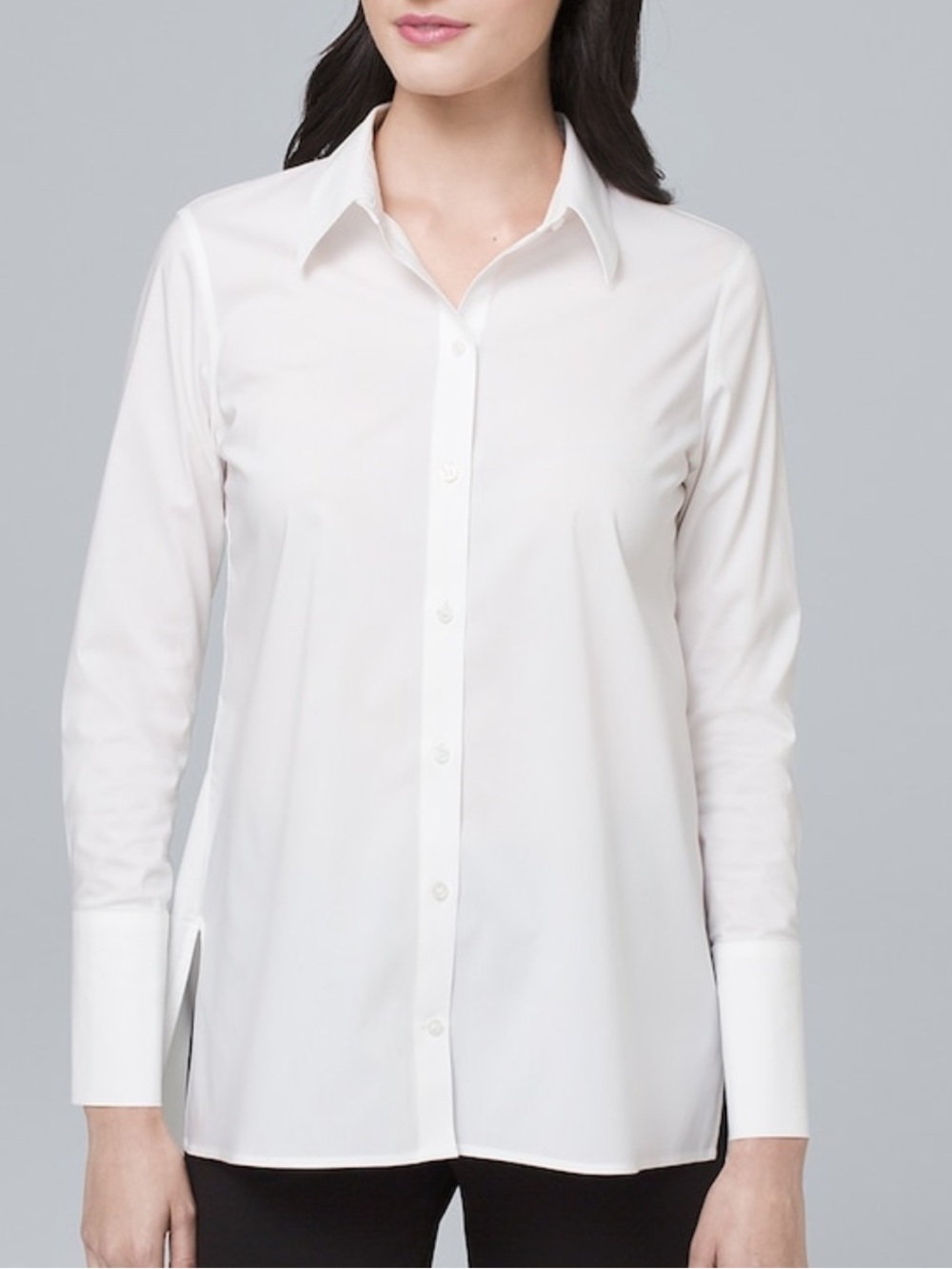 WHBM WHITE LONG SLEEVE NO-IRON RELAXED SHIRT